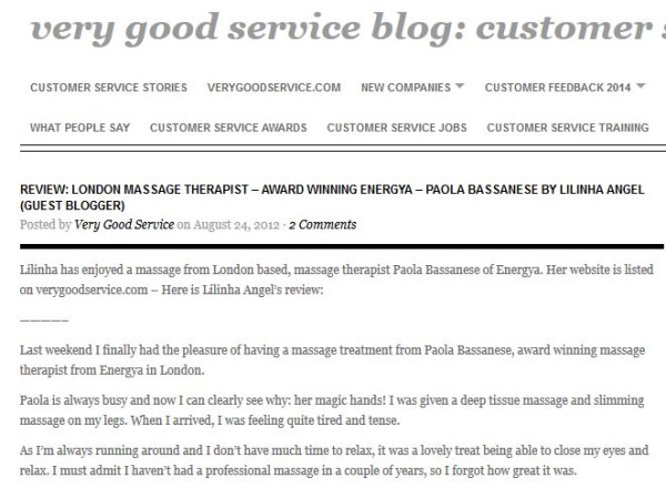 Very Good Service Blog Review