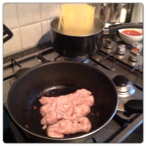 Cooking the Sausage and Pasta