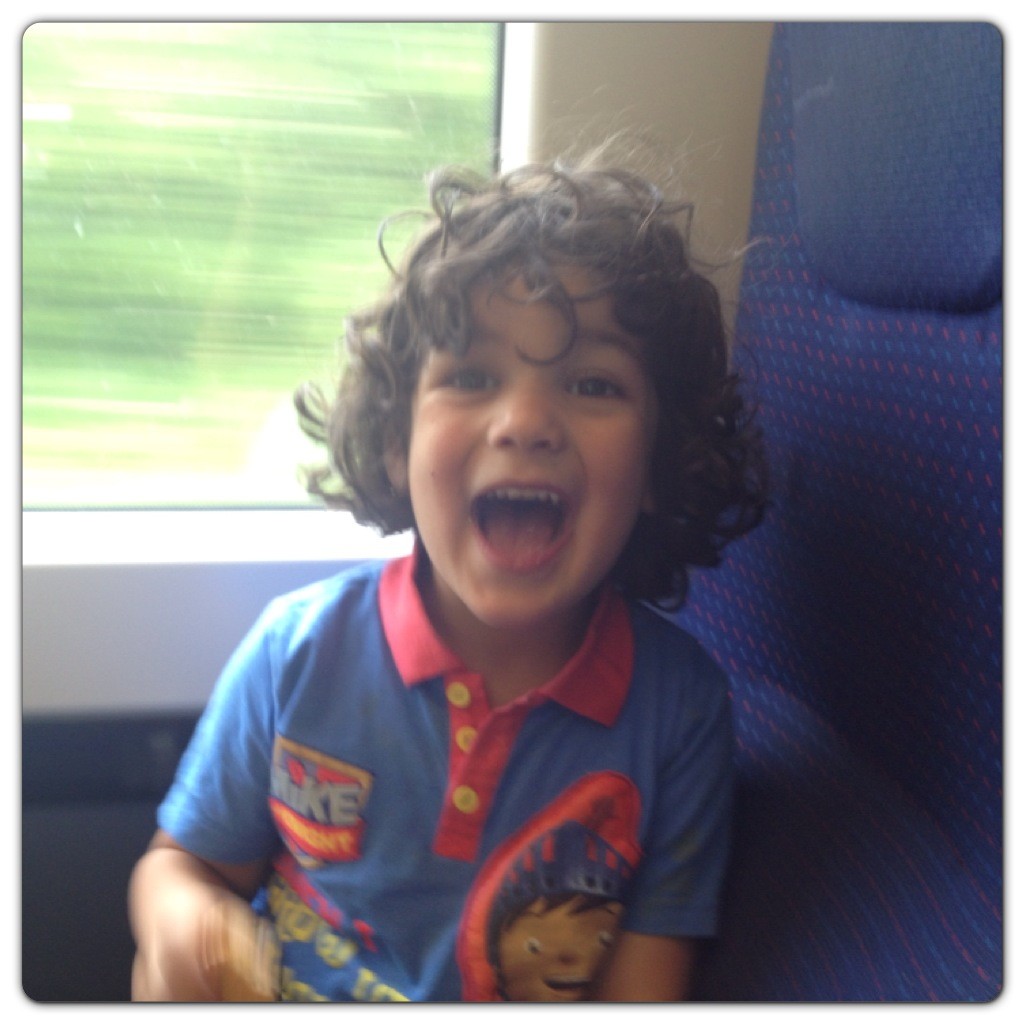 Little Man Excited on the Train