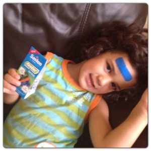 Little Man with Blue Savlon Faster Plaster