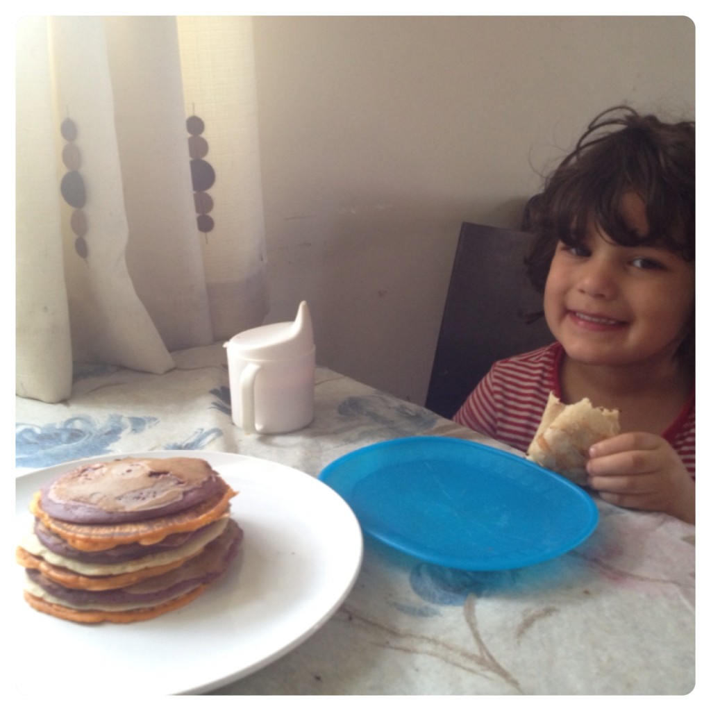 Enjoying a Pancake Rainbow Breakfast