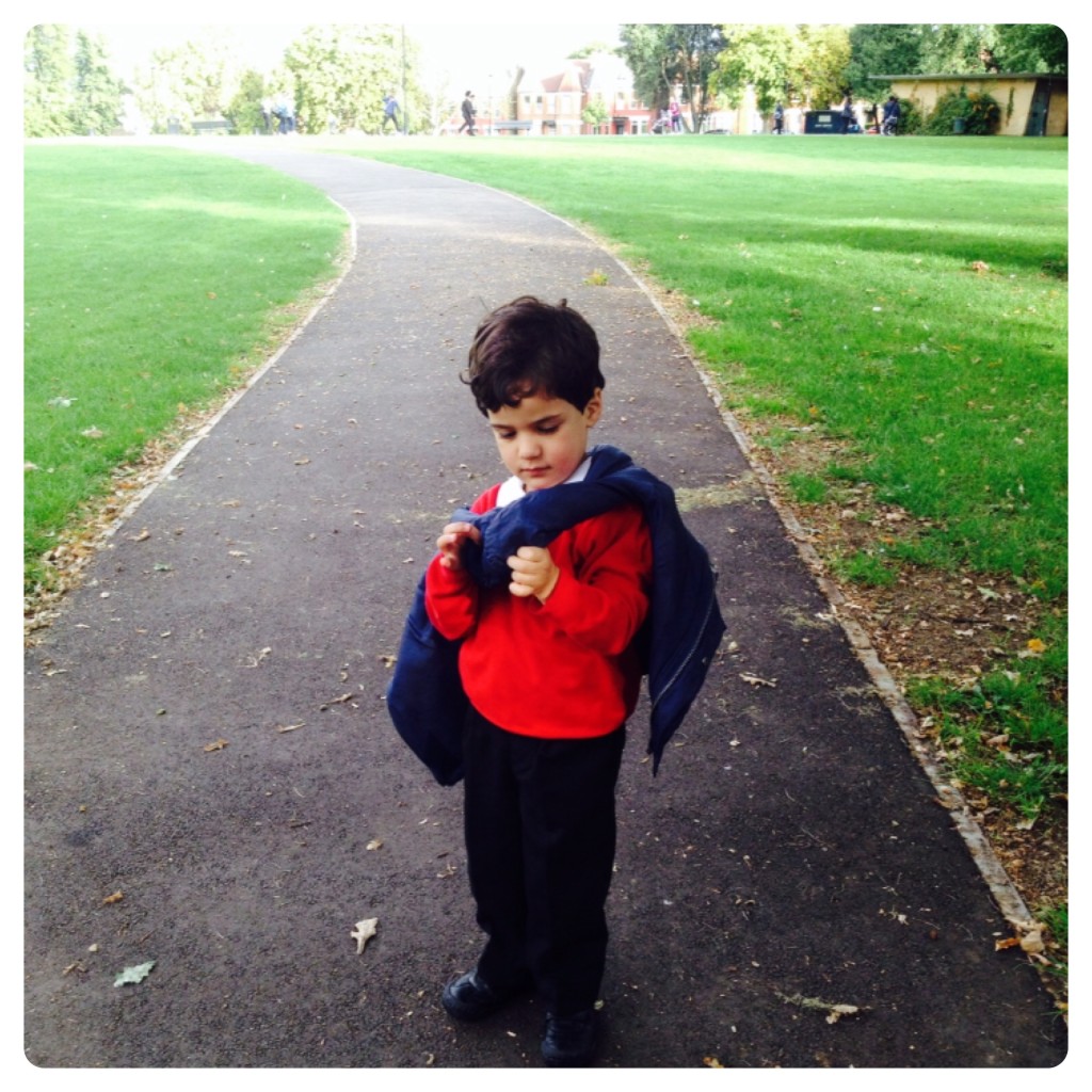 Little Man on Way to School