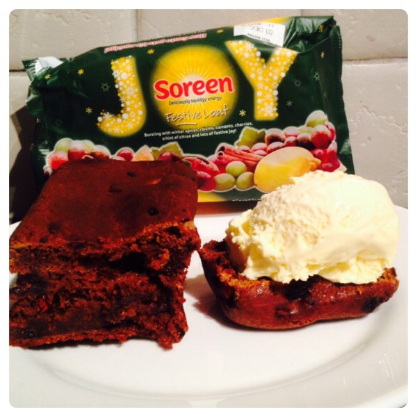 Warm Soreen Festive Loaf with Ice Cream