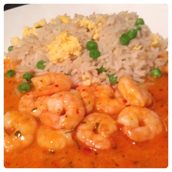 King Prawns in Sweet Chilli Sauce with Egg Fried Rice