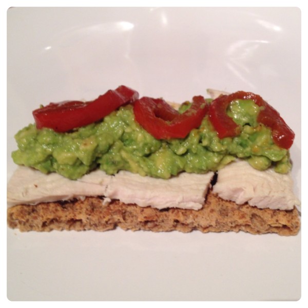 Chargrilled Chicken, Guacamole and Peppers on Ryvita Hint of Chilli 