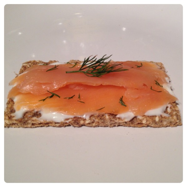 Cream Cheese and Smoked Salmon on Ryvita Dark Rye Crispbread