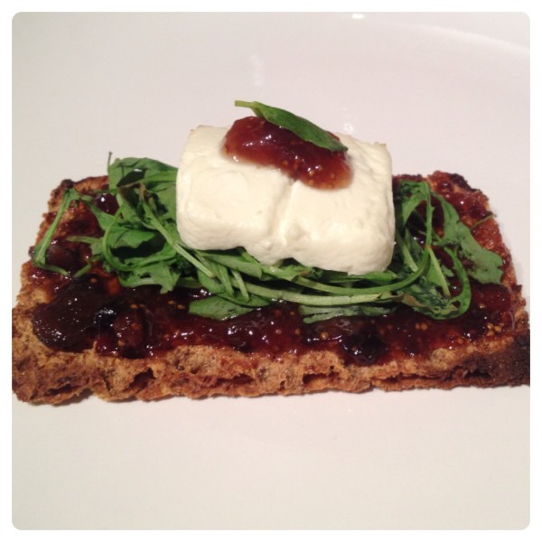 Grilled Goat Cheese with Rocket and Fig Chutney on Sesame Ryvita Crispbread