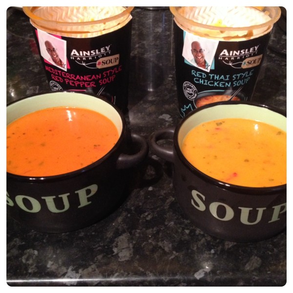 Ainsley Harriot Mediterranean Style Red Pepper Soup and Red Thai Style Chicken Soup