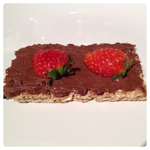 Ryvita Fruit Crunch Crispbread with Chocolate Spread and Strawberries