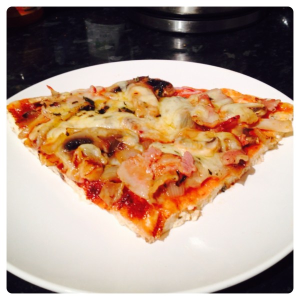 Breadless Mushroom & Bacon Pizza