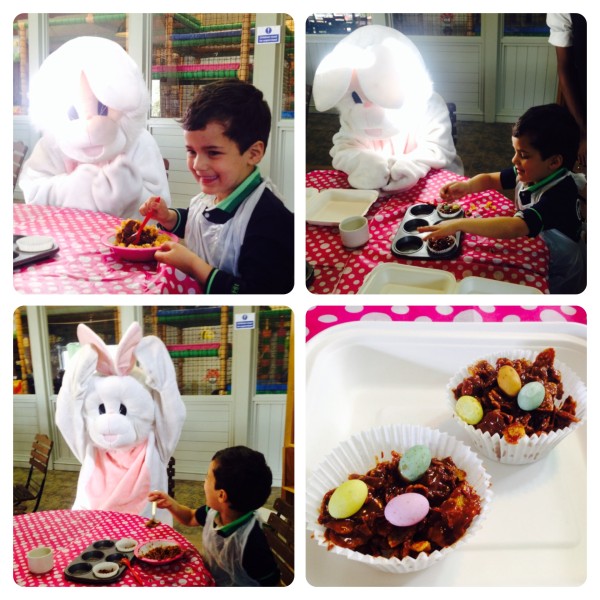 Making Easter Bird Nest Cakes with Easter Bunny