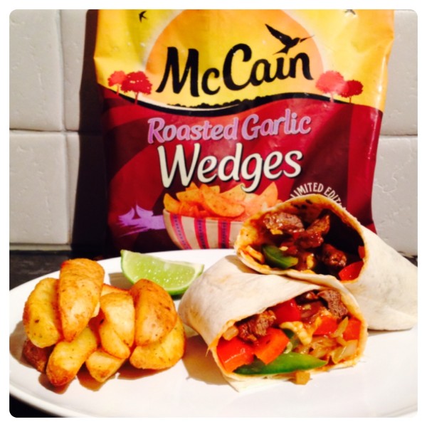 Beef Fajitas with McCain Roasted Garlic Wedges