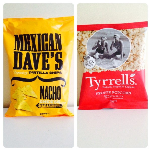 Mexican Dave Nachos and Tyrrells Popcorn