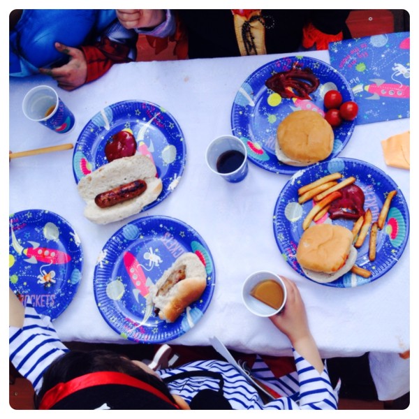 Birthday Party Food on Space Themed Plates