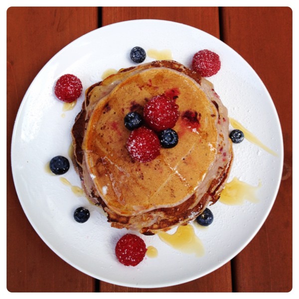 Fresh Fruit Breakfast: Blueberry and Raspberry Pancake 