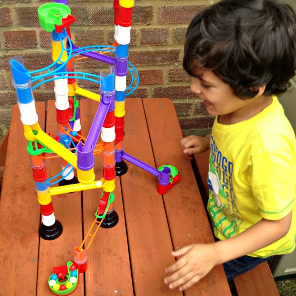 Playing with Quercetti Super Marble Run