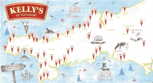 Kelly Ice Cream Cornwall Map