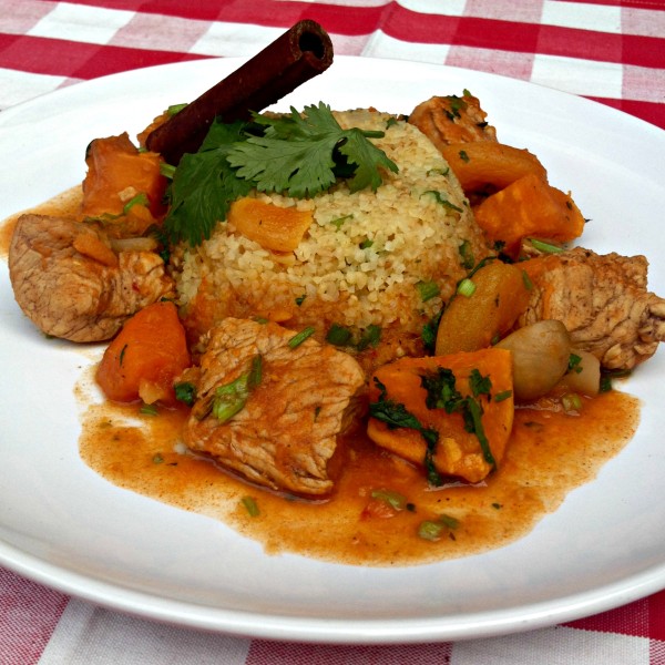 Moroccan-style Turkey Stew Recipe Served with Bulgur Wheat 