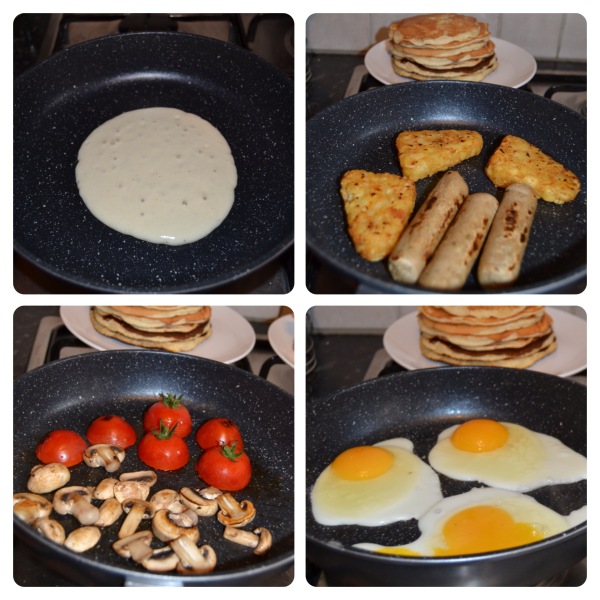 Making Vegetarian English Breakfast on Pancake