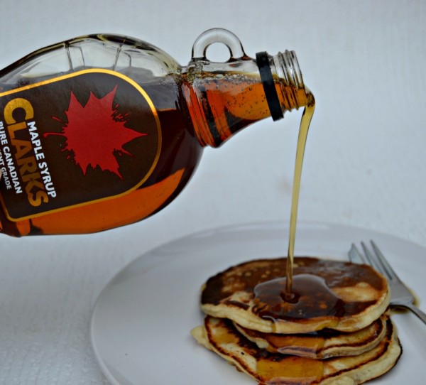 American Pancakes with Clarks Pure Canadian Maple Syrup No 1 Light Grade