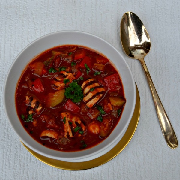 Chunky Mediterranean Vegetables and Chicken Soup