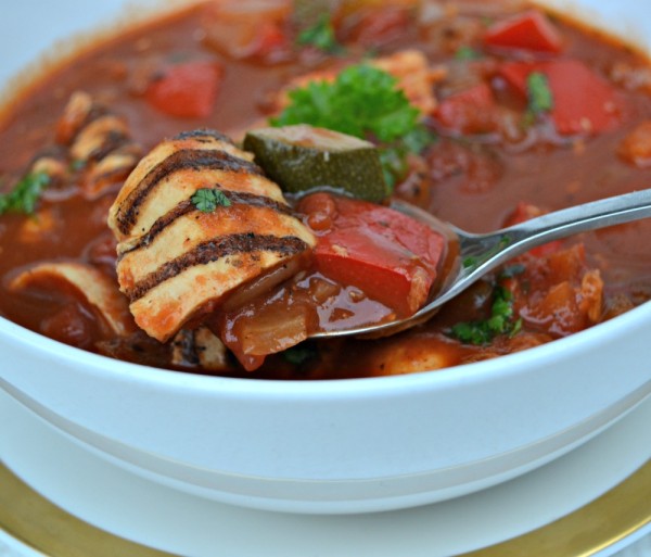 Chunky Mediterranean Vegetables and Chicken Soup Recipe