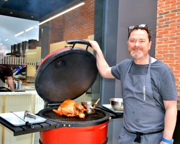 Cooking the Christmas turkey on the BBQ